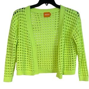 WISPR Pointelle Silk-Blend Cardigan Neon‎ Green Open Knit